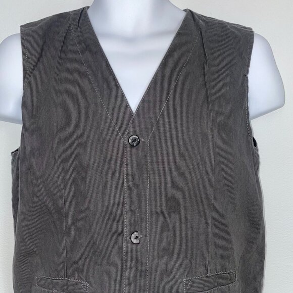 Vintage Cotton Vest Mens S Gray Sleeveless 4 Button - Picture 3 of 12